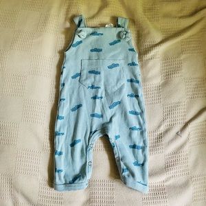 EUC Kate Quinn Blue Farm Truck Tie Overall Jumpsuit